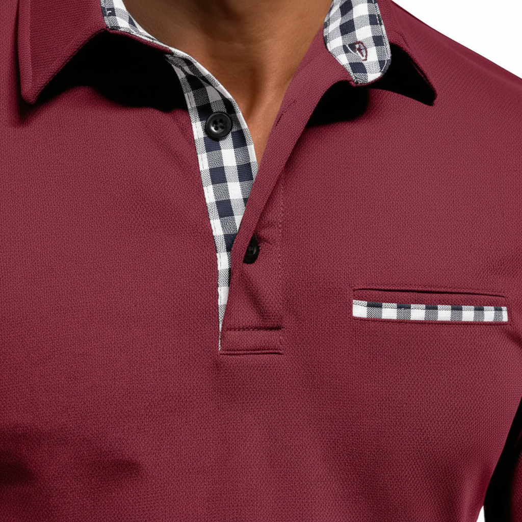 Stylish men's long sleeve polo shirt, a versatile cotton blend top for everyday wear