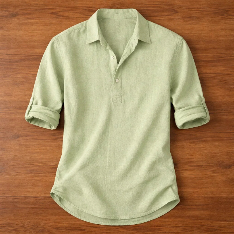 Versatile men's henley shirt, a long-sleeve wardrobe essential button shirt for stylish casual everyday fashion.