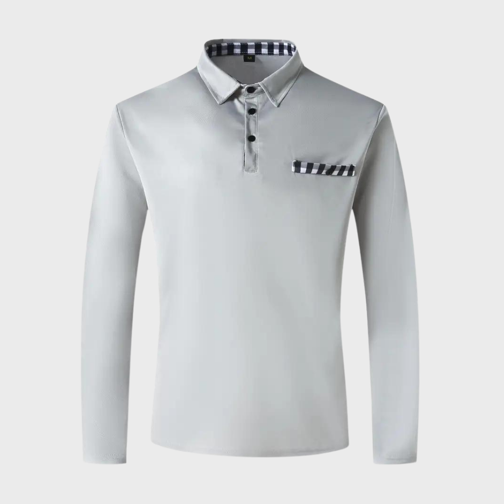Comfortable men's long sleeve polo in a versatile classic style for everyday fashion.
