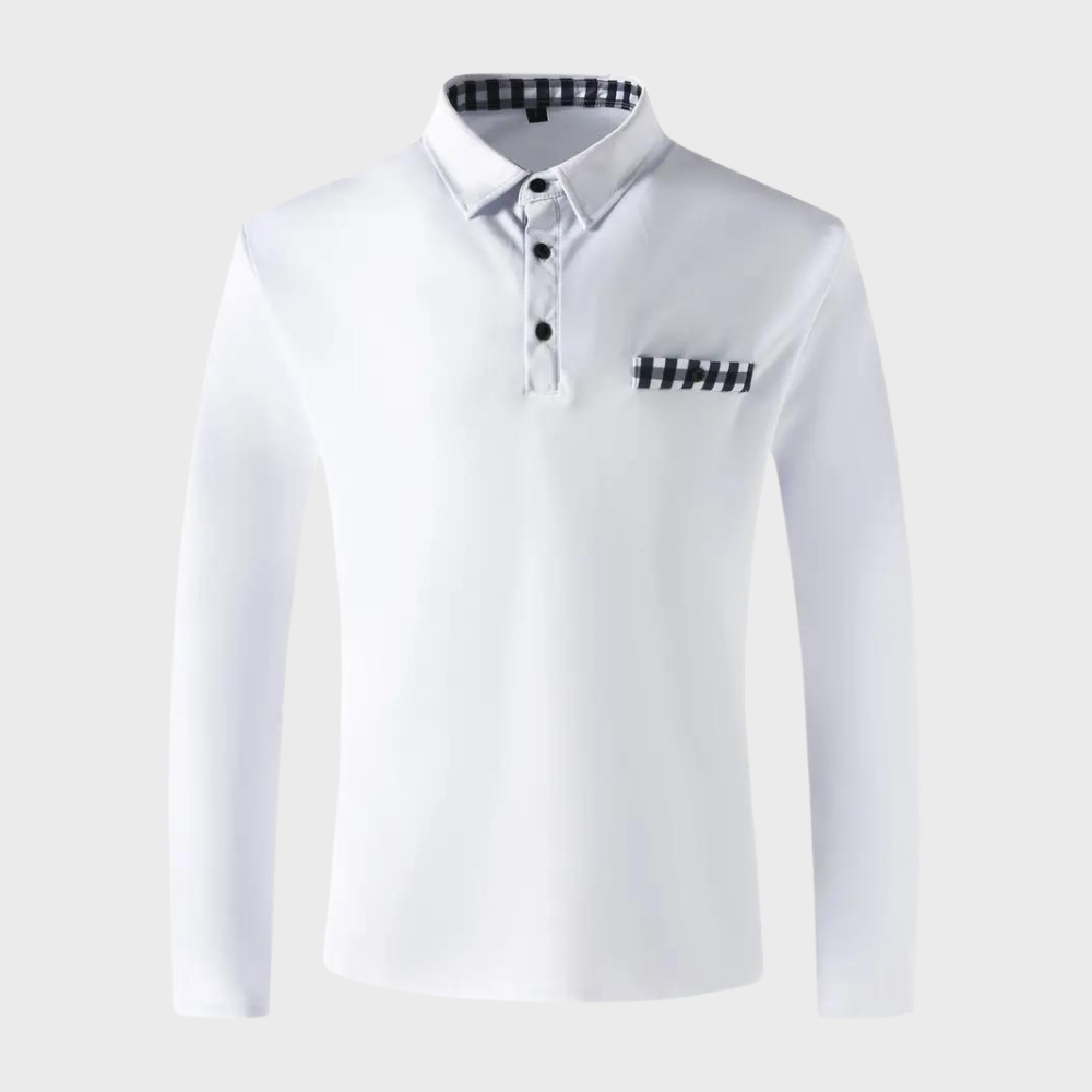 Men's long sleeve polo shirt, blending classic design with modern comfort & style.