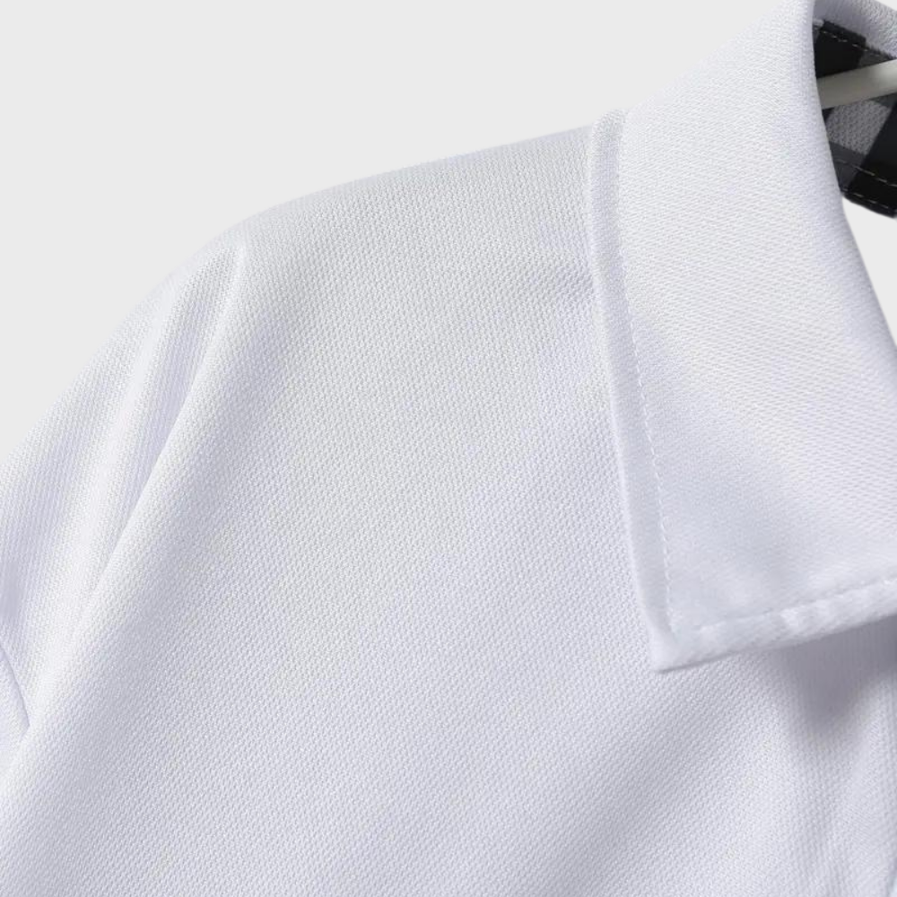 Elegant men's long sleeve collared shirt, a versatile choice for a polished casual look.