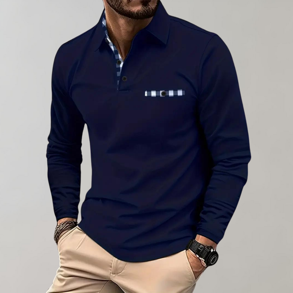 Versatile men's long sleeve polo for a classic look, great for casual or dressed up.