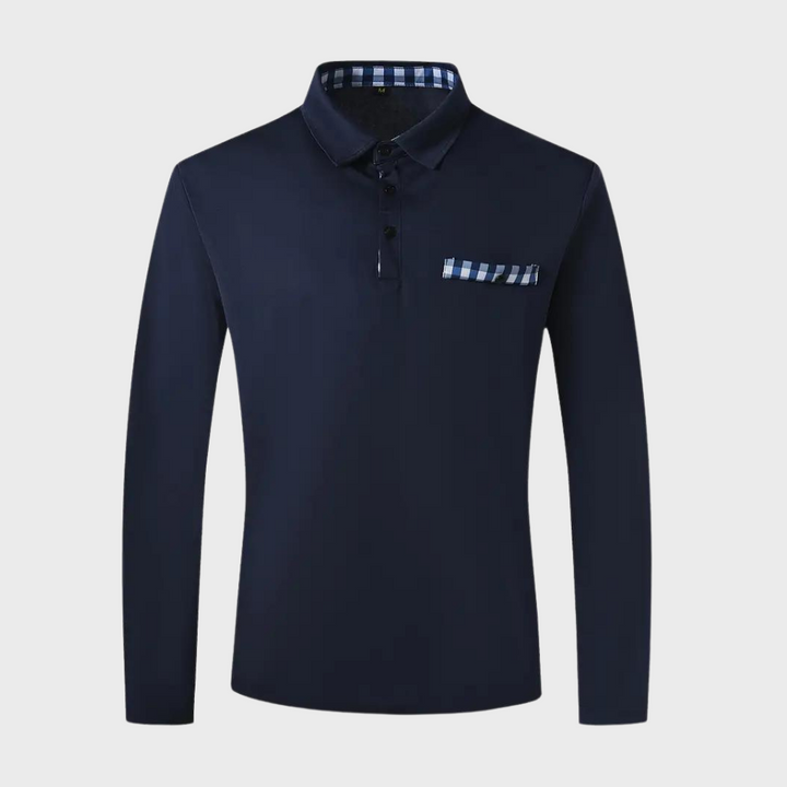 Men's comfortable long sleeve polo shirt, essential everyday wear for fashion-conscious.