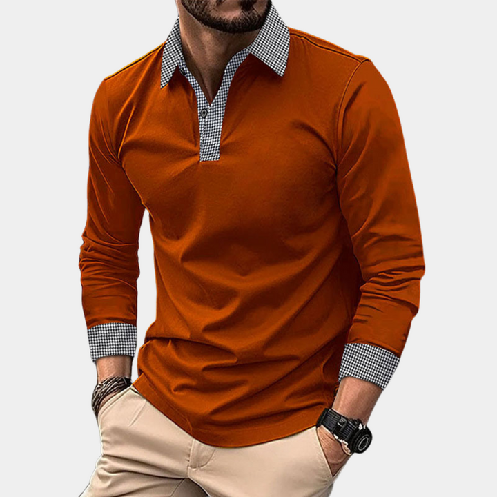 Comfortable cotton blend men's long sleeve polo shirt. Perfect versatile casual wear for everyday style.
