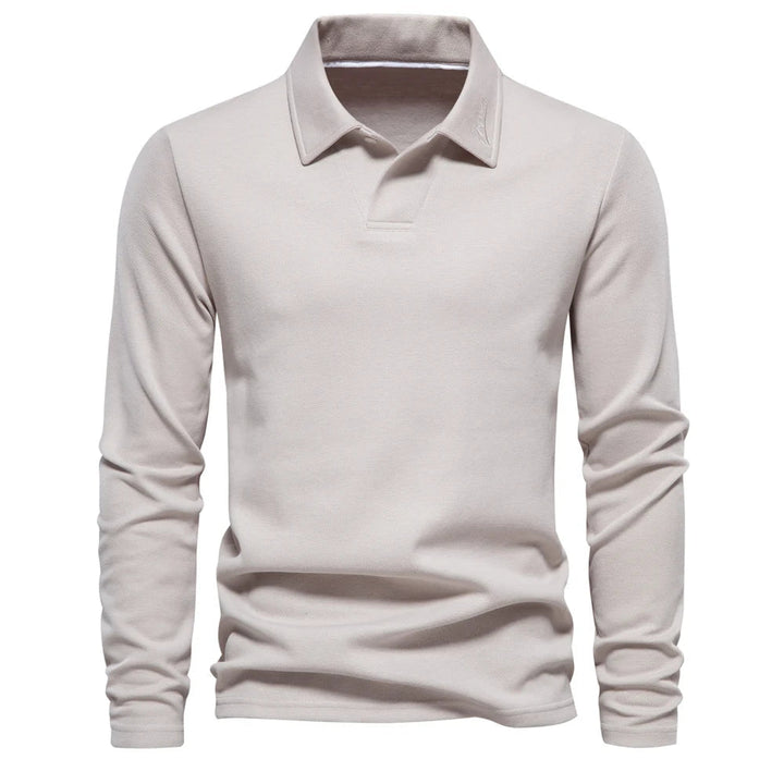 Stylish men's long-sleeve polo with a classic turn-down collar, perfect for everyday comfort.