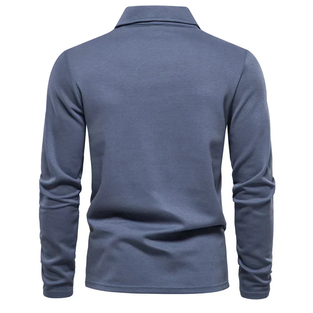 Carlton men's long-sleeve polo shirt, featuring a sophisticated turn-down collar for versatile styling.