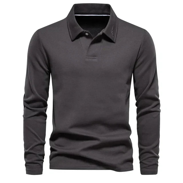 Classic men's long-sleeve collared shirt, the Carlton turn-down polo for everyday wear.