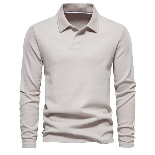Stylish men's long-sleeve top: a turn-down collar polo shirt offering comfort and smart appeal.