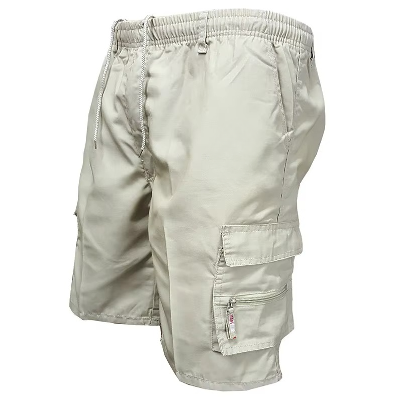 Men's loose fit cargo shorts featuring multi pockets, providing comfortable, practical summer utility wear.