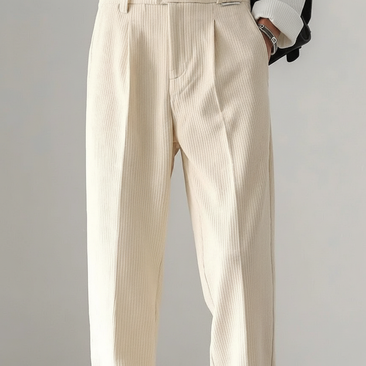 Front view of men's loose fit casual trousers, comfortable and versatile for everyday fashion