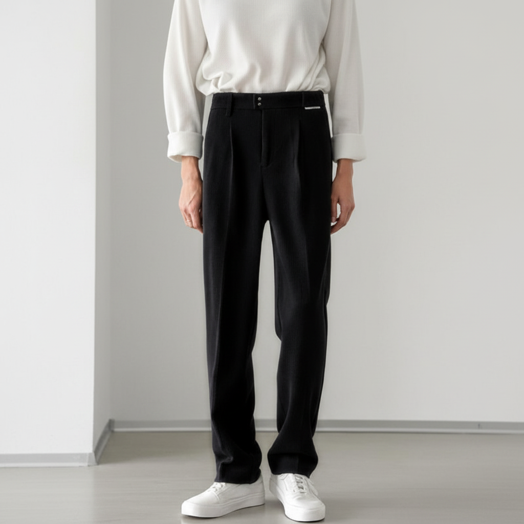 Casual gray loose fit trousers for men, soft lined for maximum comfort, a versatile wardrobe essential