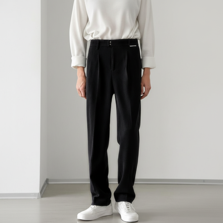 Casual gray loose fit trousers for men, soft lined for maximum comfort, a versatile wardrobe essential
