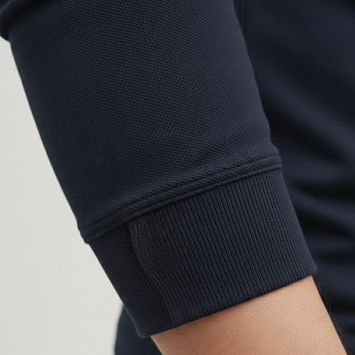 Stylish men's loose fit long sleeve polo shirt, solid color, classic casual style, essential for daily fashion.
