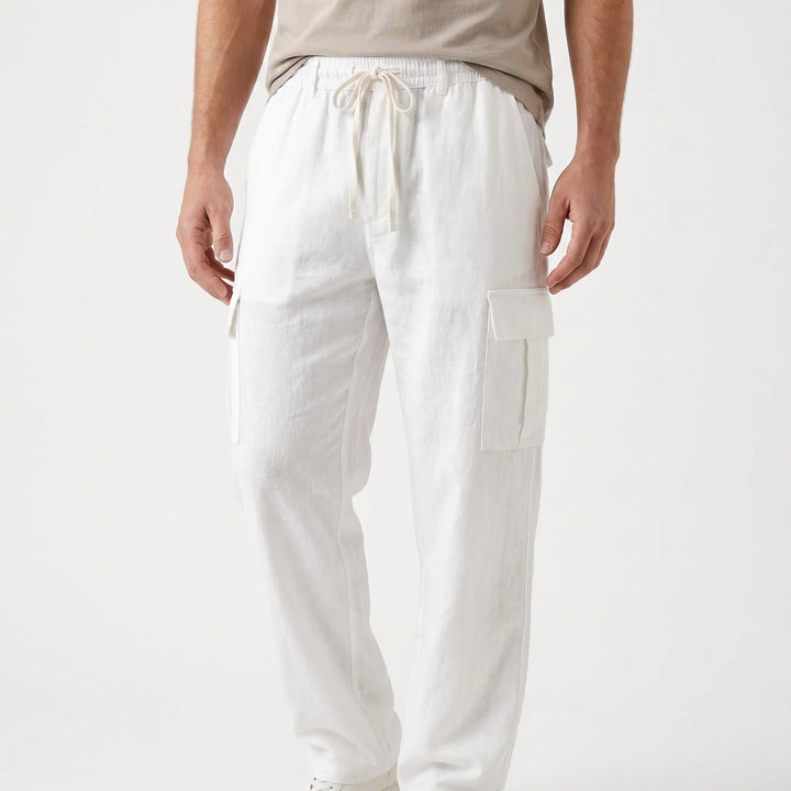 Mid-rise men's loose fit cargo pants with a straight leg, perfect for a relaxed and comfortable everyday look.