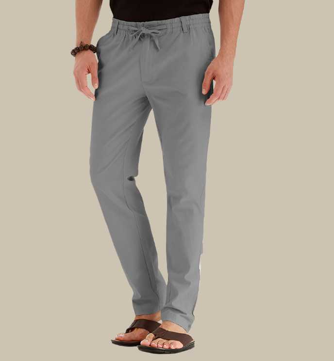 Breathable men's loose fit summer pants, ideal for warm weather and versatile casual style.