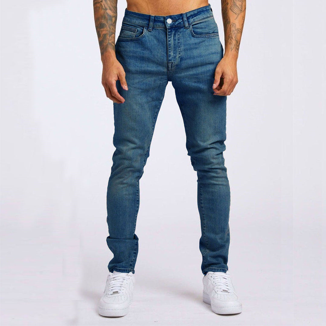 Men's Lorenzo dark blue denim jeans. Comfortable, stylish stretch pants for casual everyday wear.