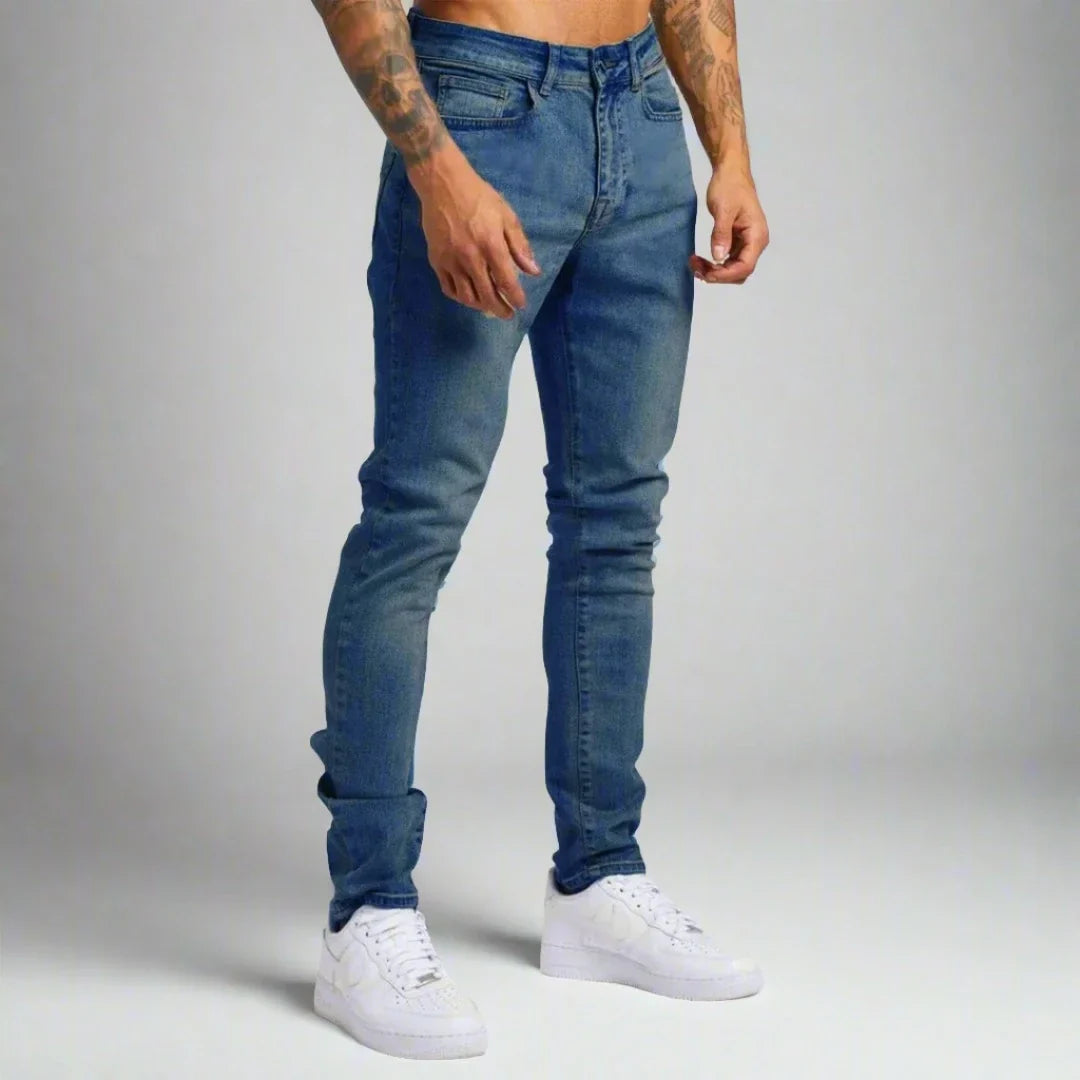 Light blue men's Lorenzo denim jeans, perfect for comfortable, stylish everyday wear & men's fashion.
