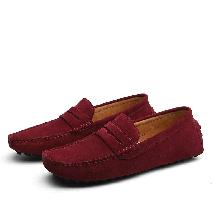 Comfortable men's Italian loafers in rich suede, a versatile slip-on shoe for sophisticated casual fashion.