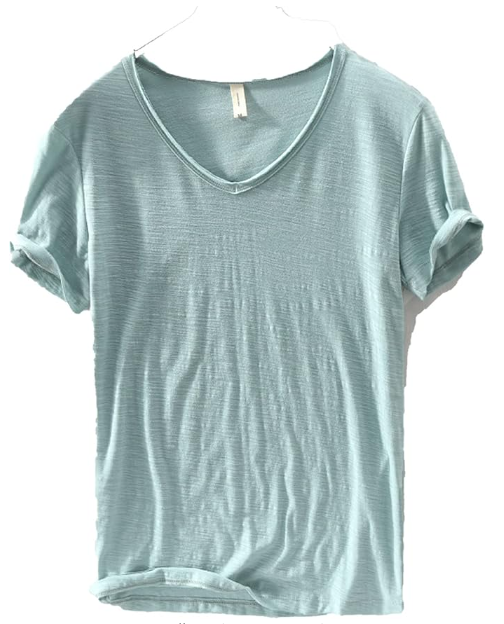 Front view of the Luca men's lightweight V-neck linen shirt, ideal for summer apparel
