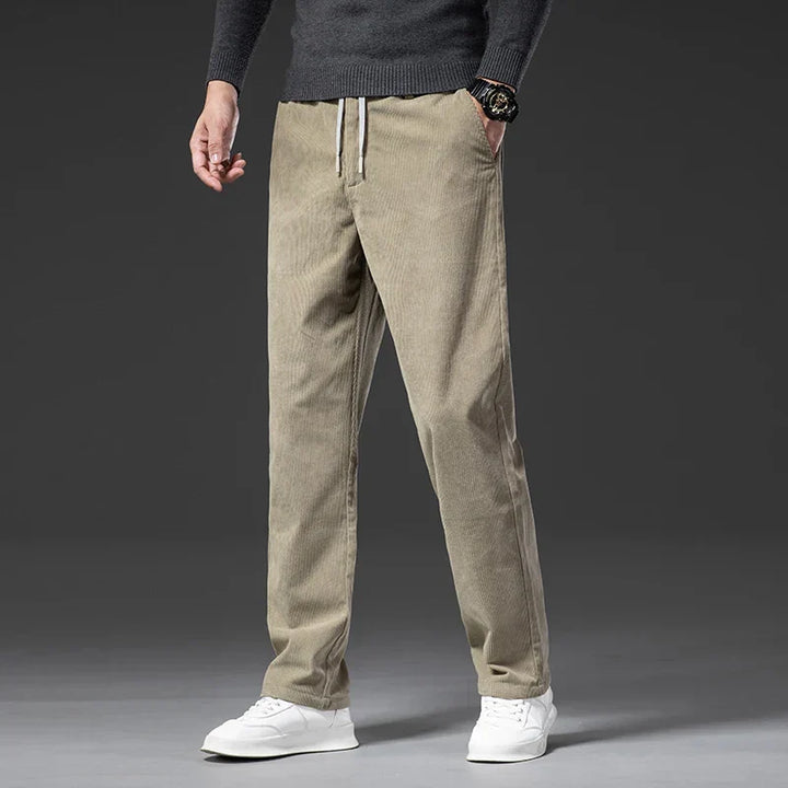 Men's Lucas black stretch refined pants, flexible waist for comfort & versatility.