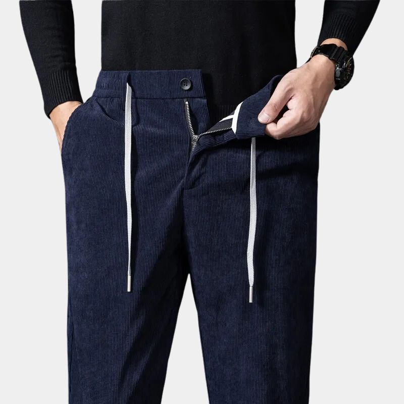 Gray men's Lucas stretch pants, refined look for office or casual, flexible waist.