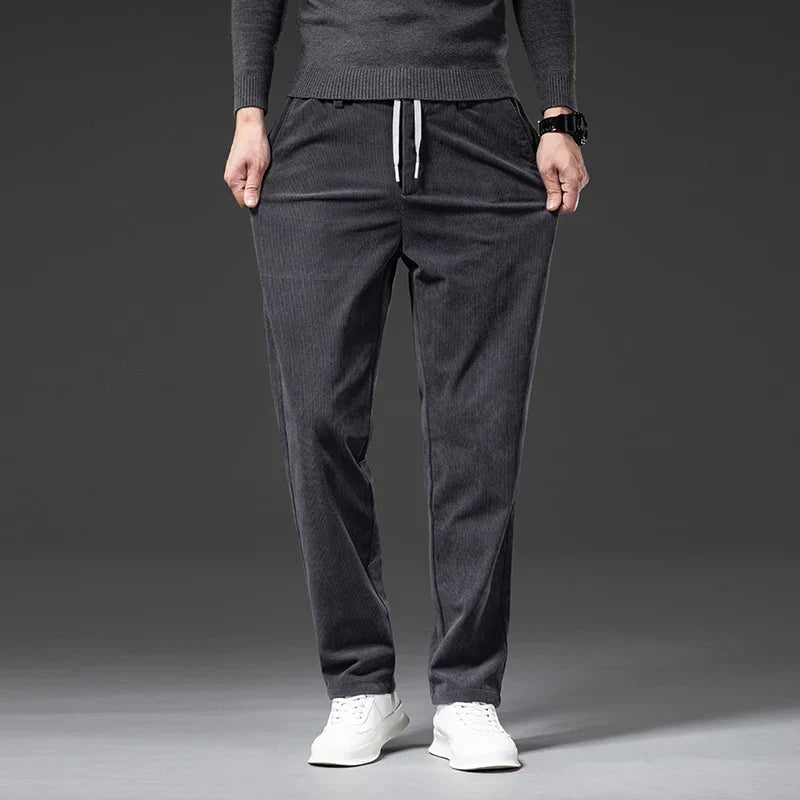 Timeless black men's Lucas stretch pants, flexible waist, refined & versatile style.