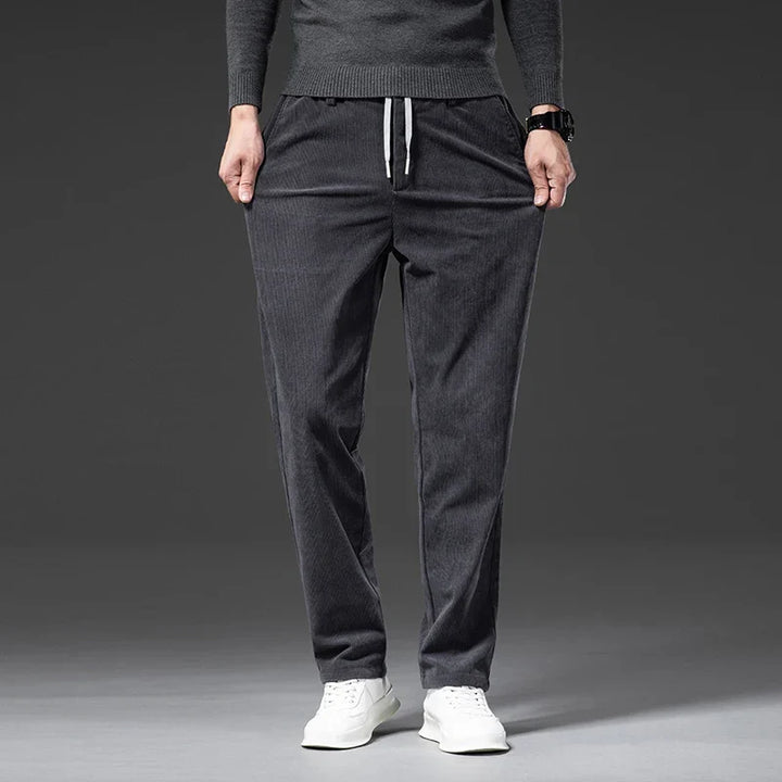Timeless black men's Lucas stretch pants, flexible waist, refined & versatile style.