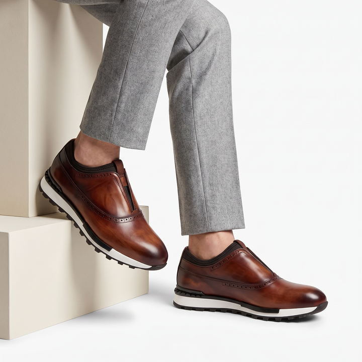 Comfortable men's LUCCA loafers with a round toe. Easy slip-on design for everyday wear.
