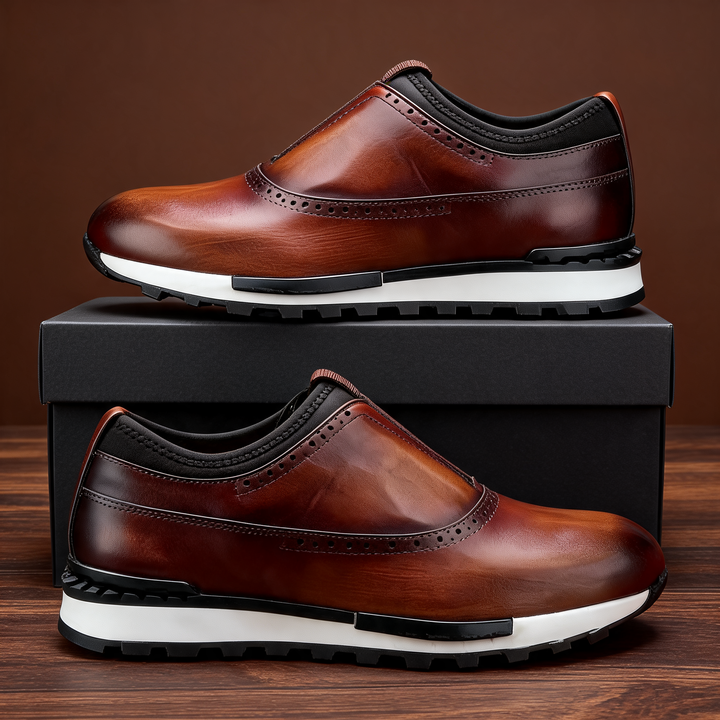Round toe men's LUCCA slip-on loafers. Comfortable and durable for versatile casual or dress styling.