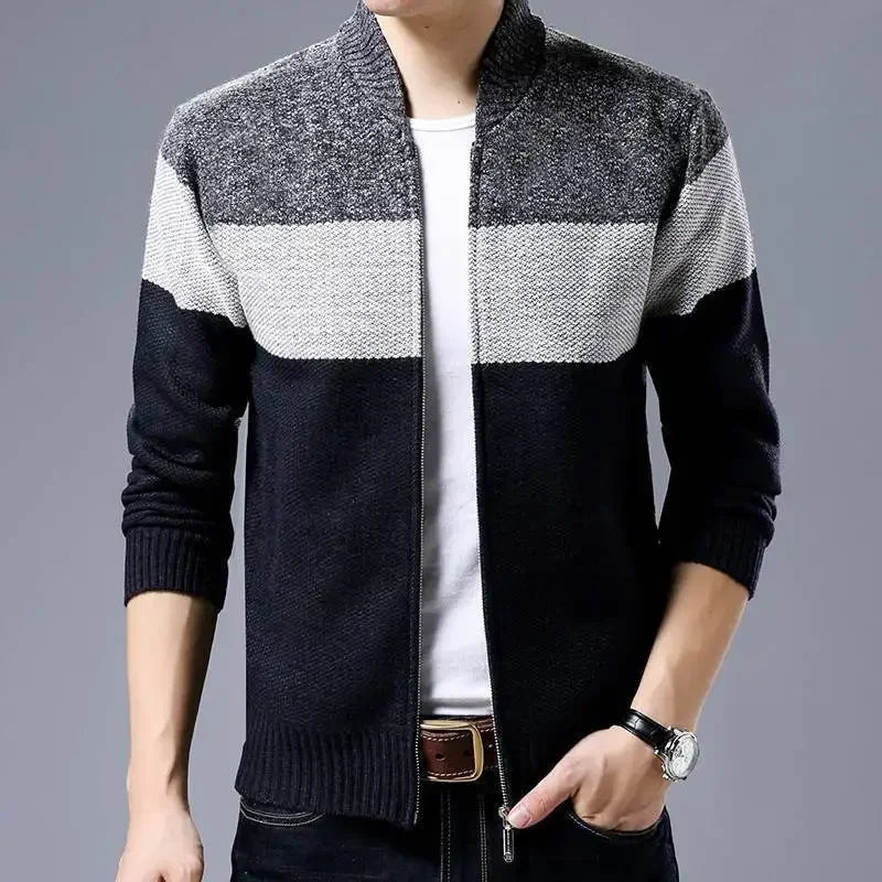 Warm Men's Luxe Jacket with full-zip, perfect for versatile layering & comfortable winter style.