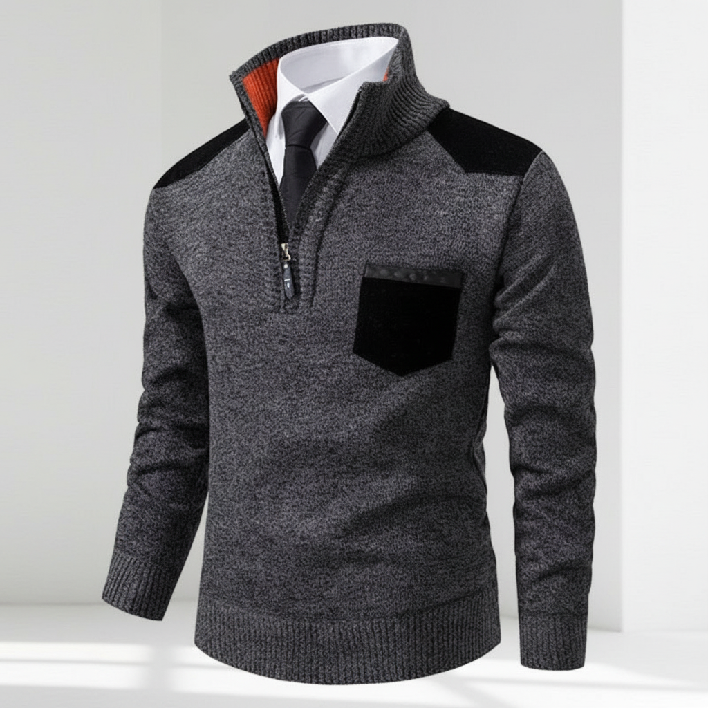 Stacked men's cashmere quarter-zip jumpers in various colors, showcasing elegant collection.