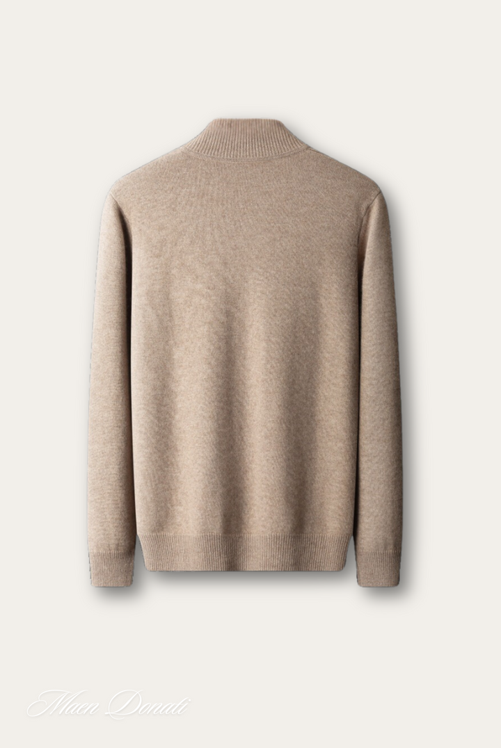 Comfortable men's warm cashmere sweater, ideal for cozy fall outfits and winter luxury apparel.