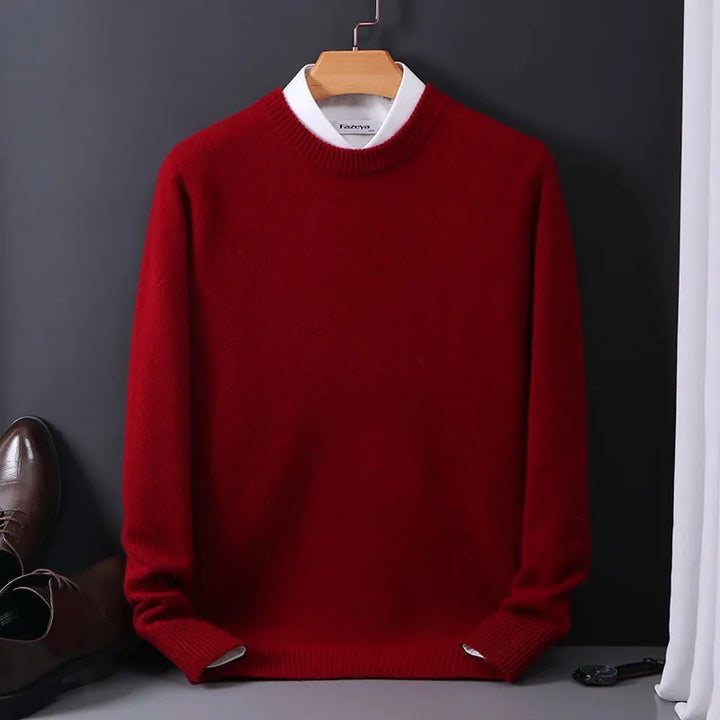 Premium men's comfort pullover sweater. Soft, luxurious long sleeve crew neck for sophisticated men's fashion.