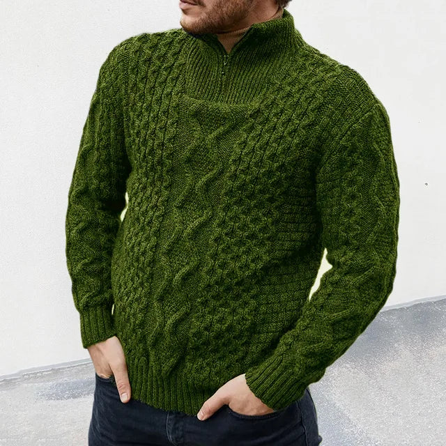 Stylish men's luxury knit pullover, perfect for casual elegant winter wear. Comfortable long-sleeve.