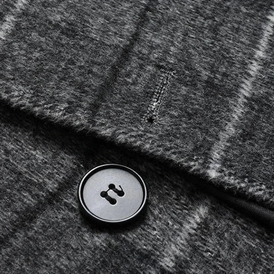 Luxurious men's formal plaid overcoat. A classic style long winter jacket for gentlemen.