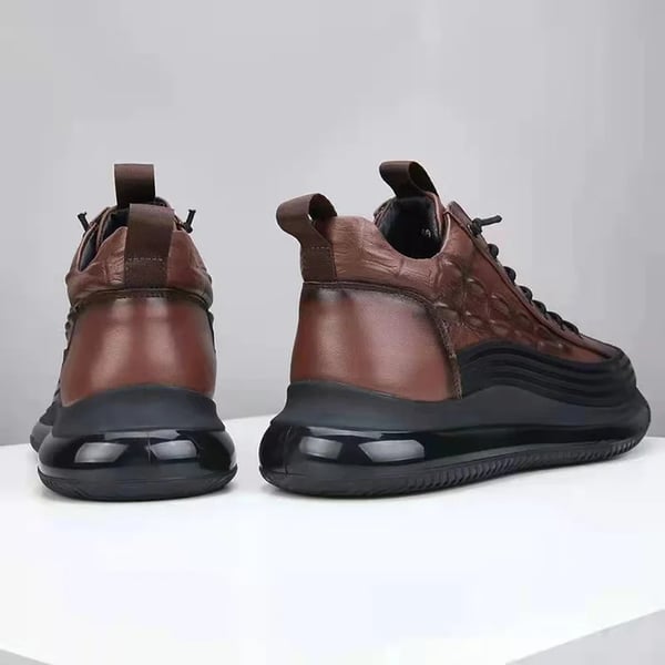 Black men's luxury air cushion sneakers, ideal for stylish everyday comfort and versatile outfits.