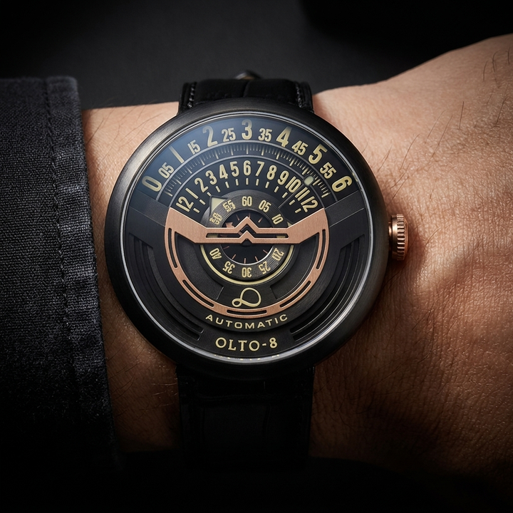 Stylish men's automatic timepiece with a comfortable leather strap and water-resistant luxury design.