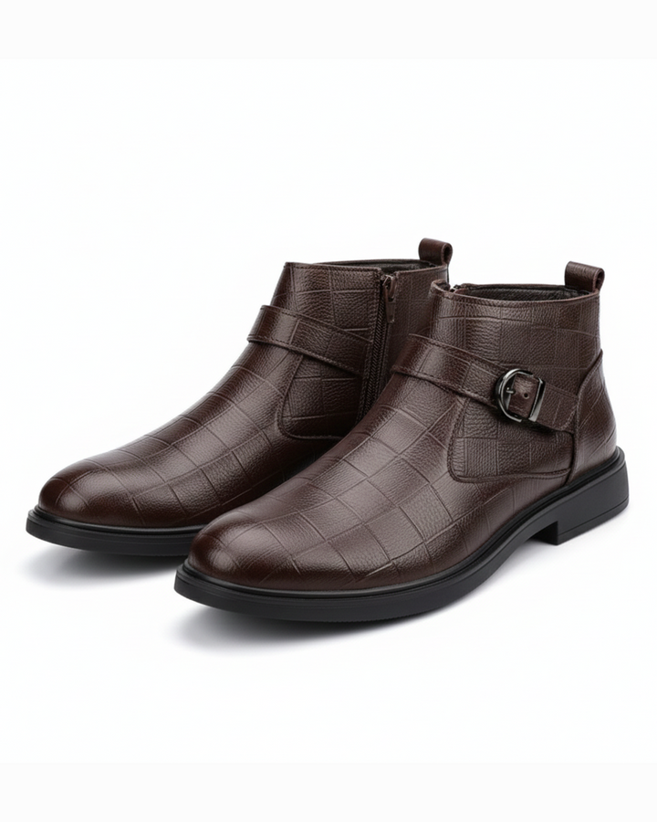 Men's luxury full-grain leather boots. Stylish & durable for dress or casual wear.
