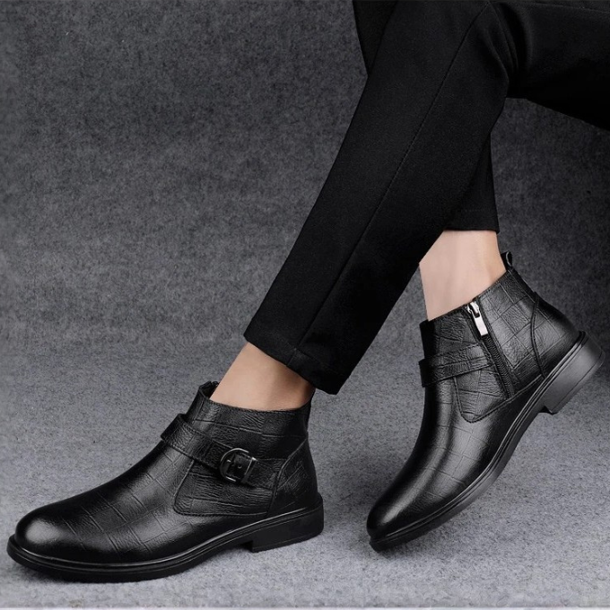 Men's luxury full-grain leather ankle boots. Crafted for superior style and durability.