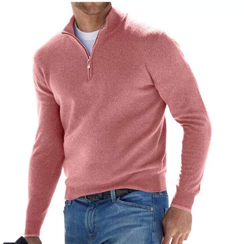 Comfortable men's luxury full-zip sweater. A stylish, long sleeve knit adding elegance to any men's fashion outfit.