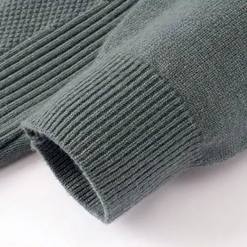 Premium men's jacquard mock neck sweater, featuring a luxurious textured design and ribbed cuffs for elevated style.