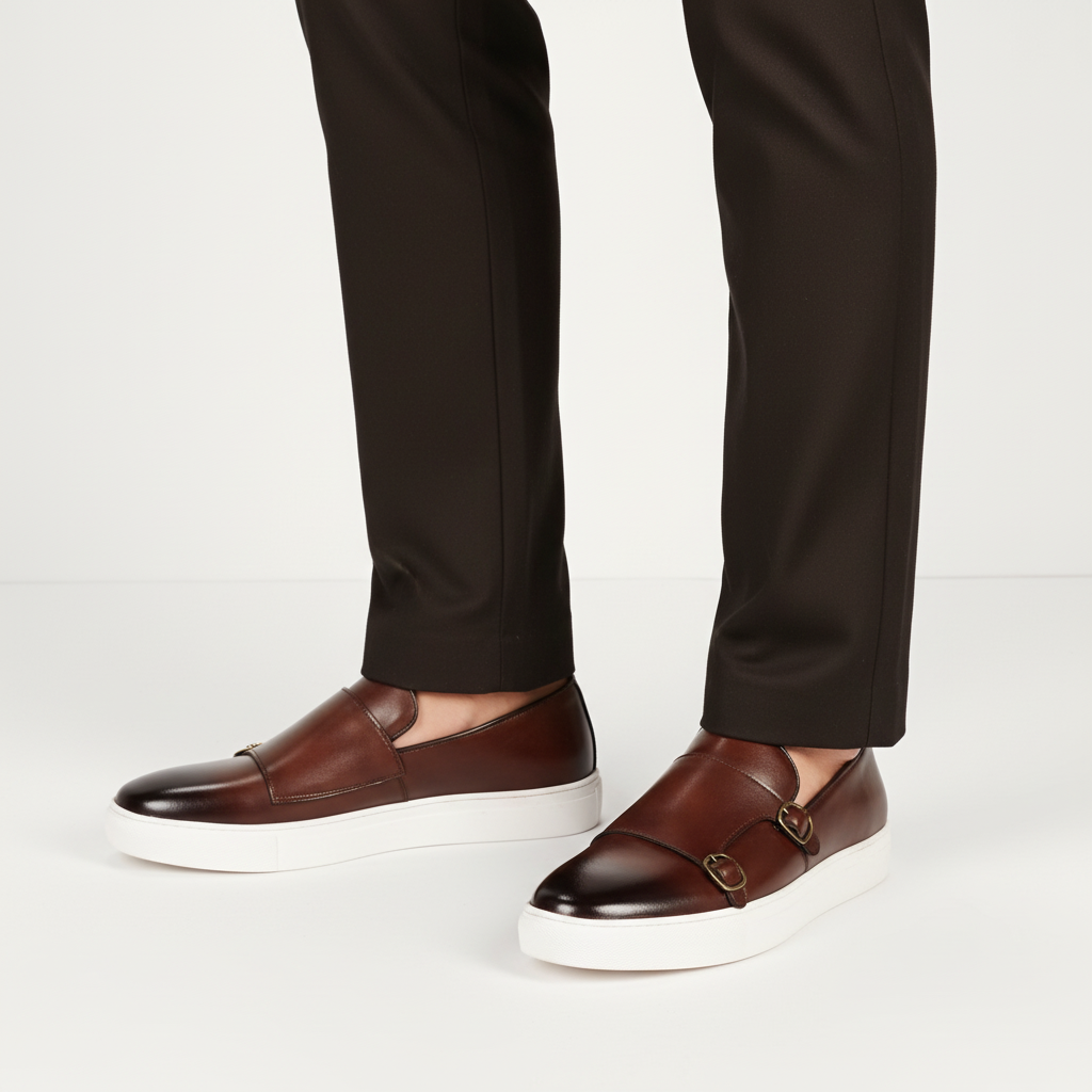 Sophisticated Glenn men's black leather buckle shoes, perfect for professional and upscale ensembles