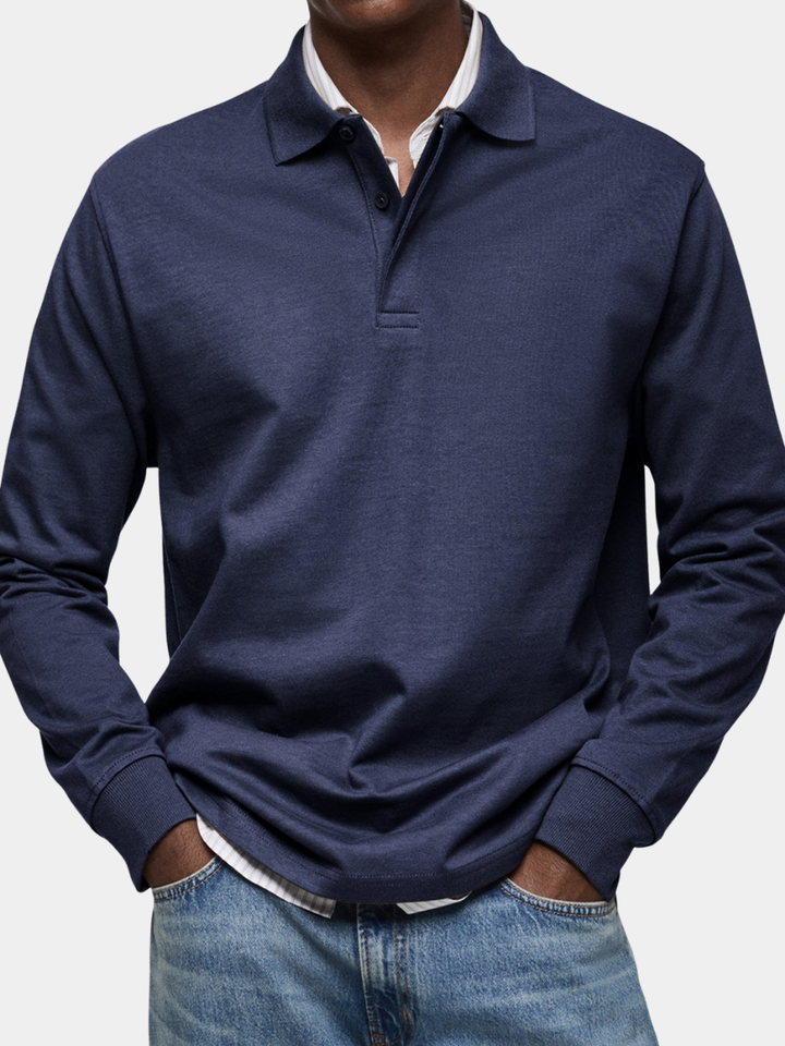 Men's luxury long-sleeve polo shirt for effortless smart casual style and everyday fashion.
