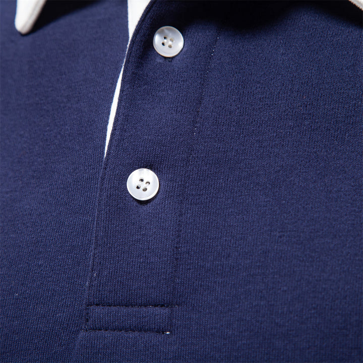 Tailored men's luxury polo sweater, Oliver. Smart casual knitwear, perfect for a sophisticated autumn wardrobe.