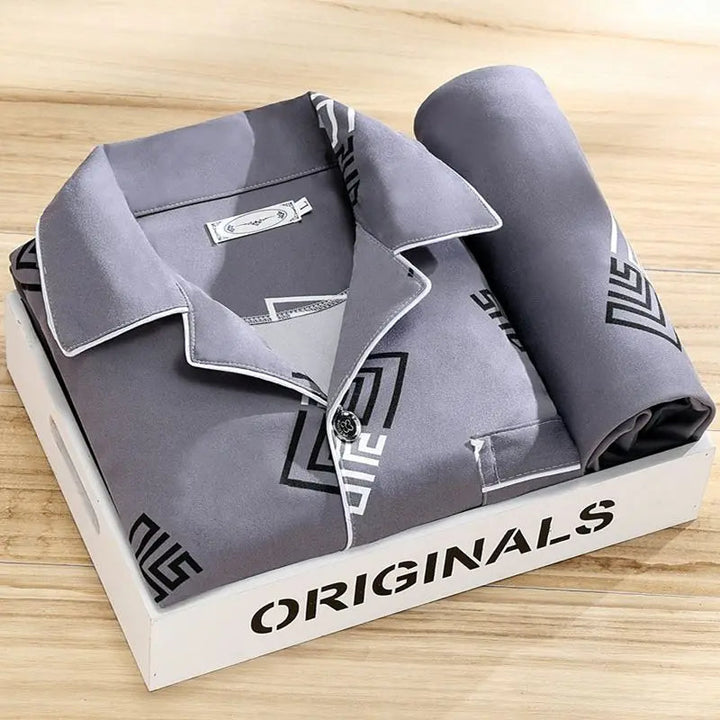 Breathable men's loungewear set for ultimate comfort. Soft sleepwear pajamas, perfect nightwear for him.