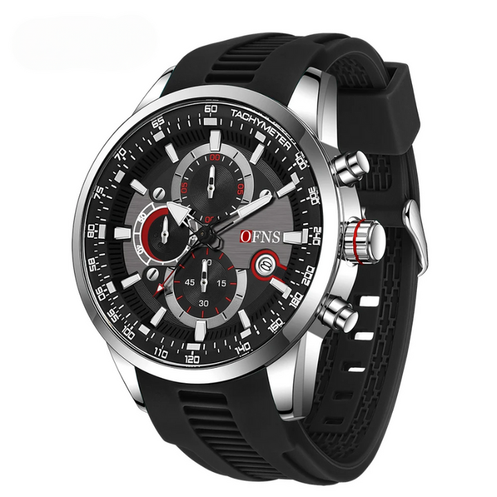 Elegant men's luxury chronograph sport watch, sleek design, ideal for active lifestyles and sophisticated appeal.
