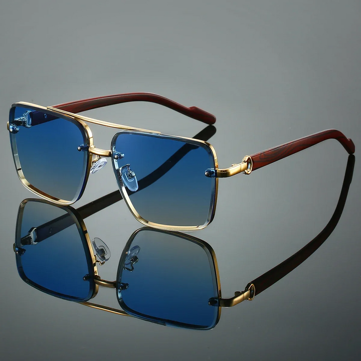 Men's square aviator sunglasses featuring gradient lenses & sleek metal frame. UV400 eye protection.