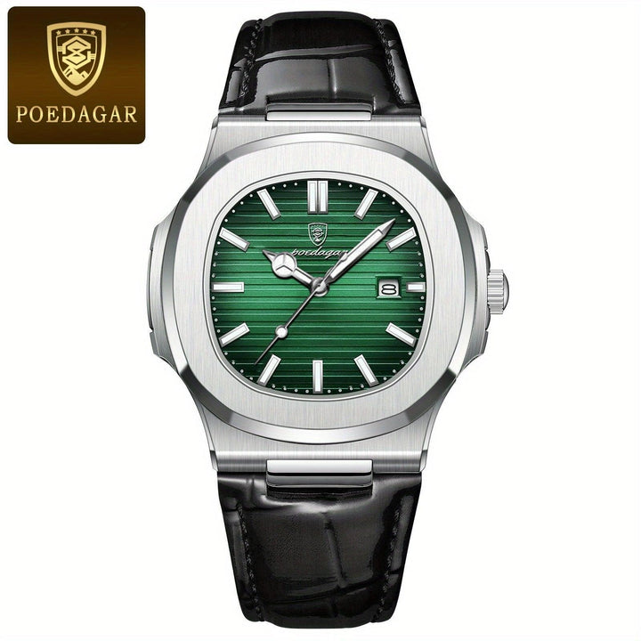 Elegant men's luxury sport watch, stainless steel construction with a precise quartz movement.