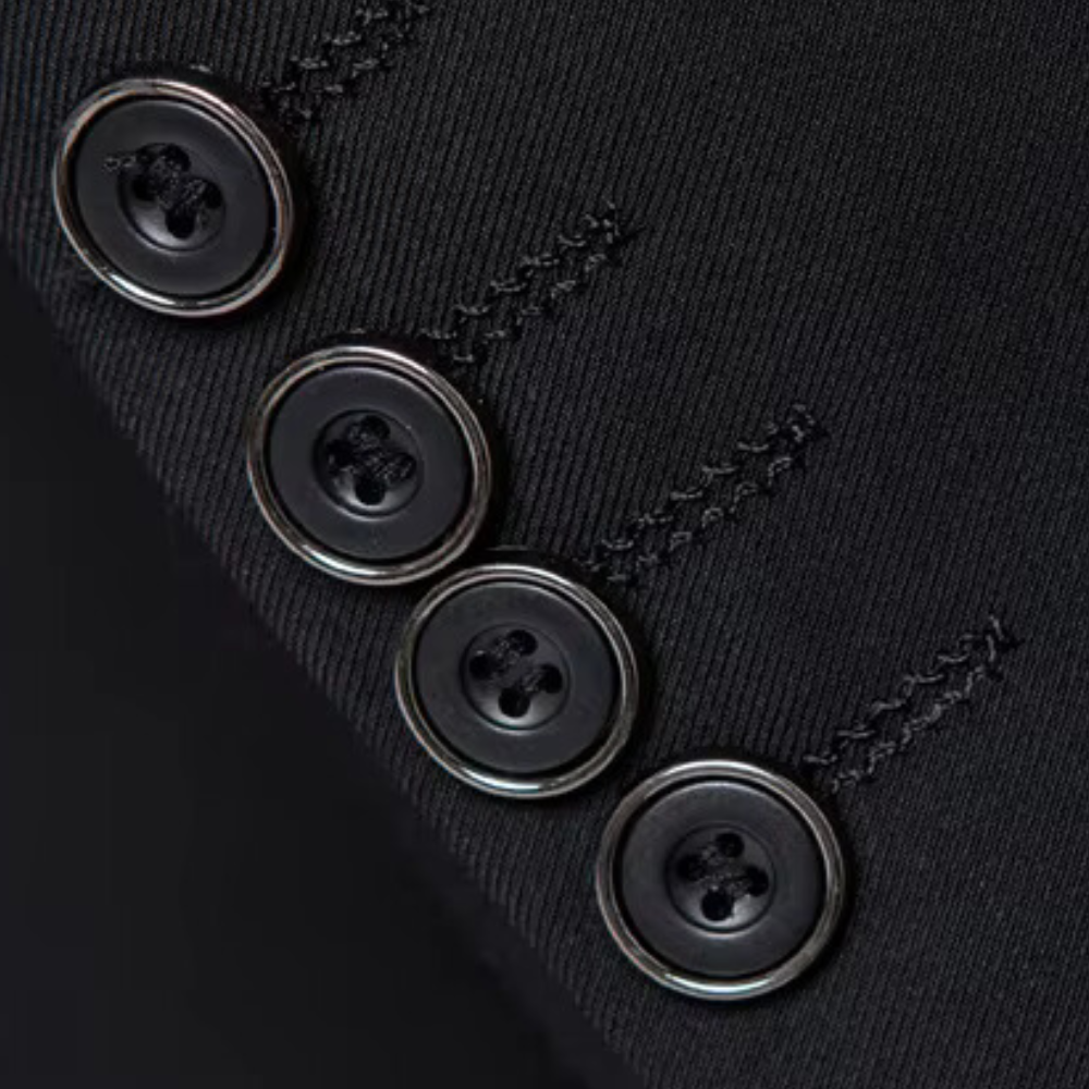 Dante luxury men's three-piece suit. Elegant tailored formal wear for weddings, business & special occasions.