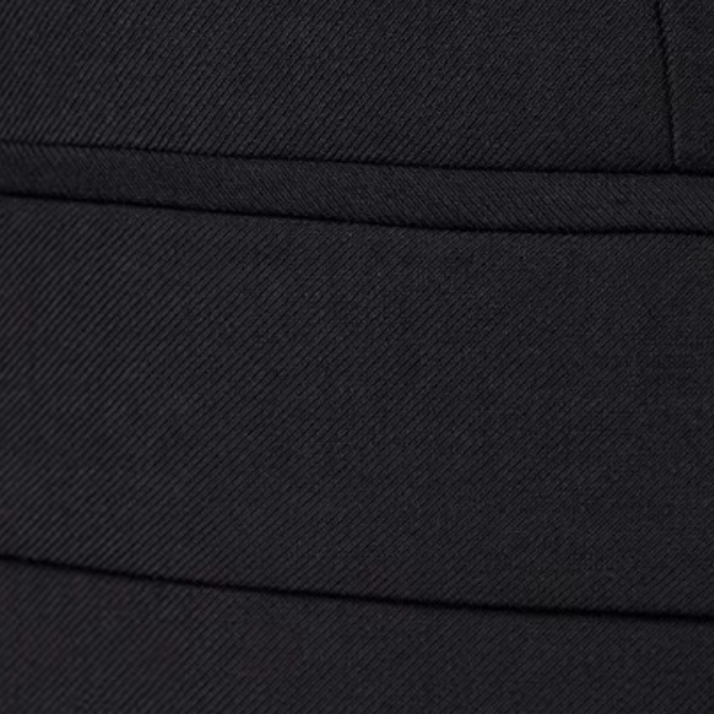 Classic black men's three-piece suit. Tailored formal wear, luxury wedding attire, business elegant.